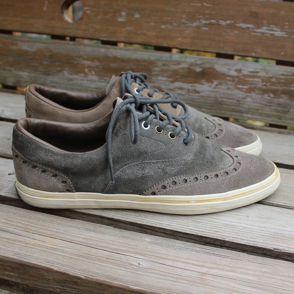 Paul Smith Sneaker Gray Tan Olive Suede Wingtip - Picture 10 of 16